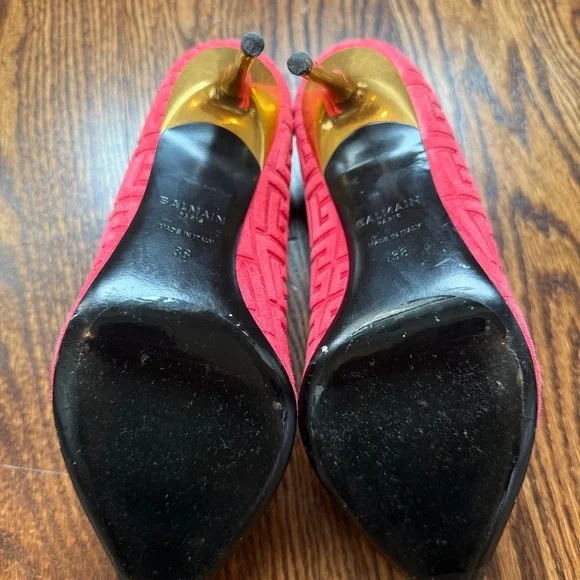 Balms in Pink Suede Gold Stiletto Pumps size 38 (US 8)